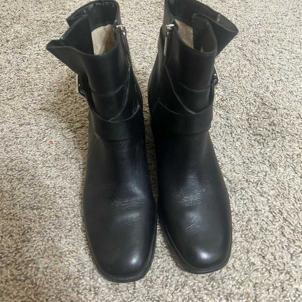 Michael Kors Bryce Black Leather Wrap-Strap Ankle Booties Buckle Women's Size 9